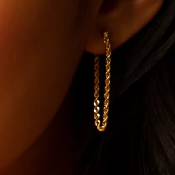 ROPE CHAIN EARRINGS 14K YELLOW GOLD - Picture 2 of 6